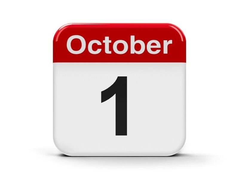 Illustration of calendar showing 1 October
