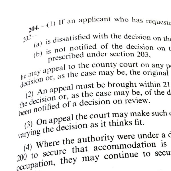 Photo of text of section 204 from Housing Act 1996