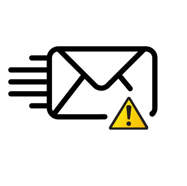 Illustration of mail being sent with hazard warning