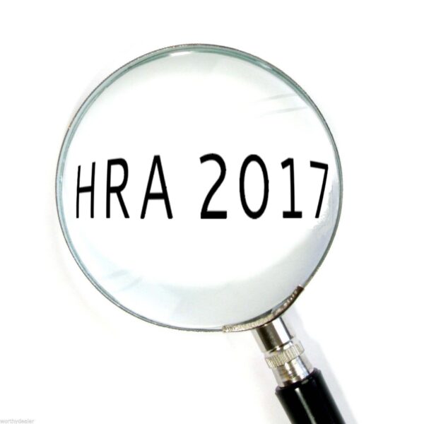 A picture of a magnifying glass over the text 'HRA 2017'
