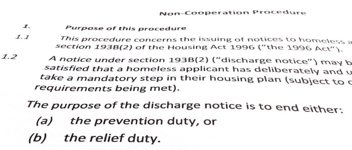 A photograph of a non-cooperation procedure