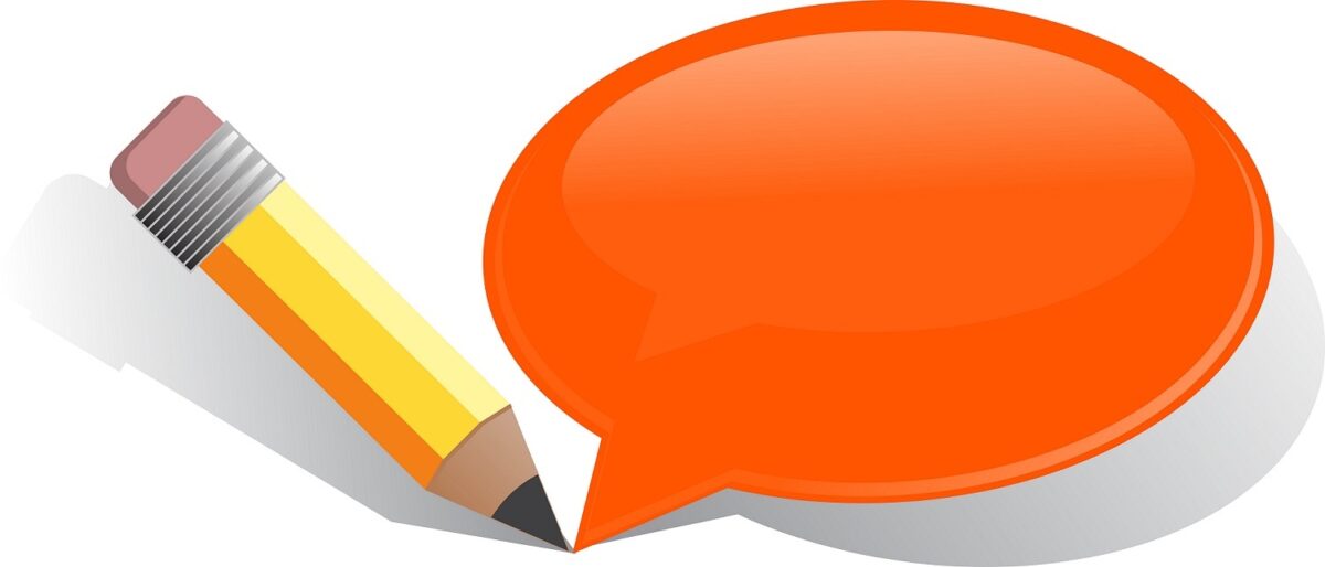 An illustration of a pen and speech bubble